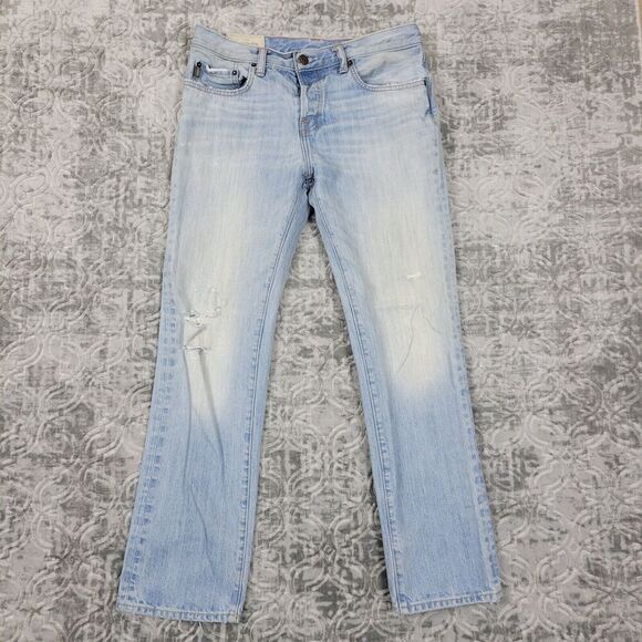 Abercrombie Fitch Jeans Mens 32x30 Straight Button Fly Classic Distressed Cotton - Picture 1 of 15